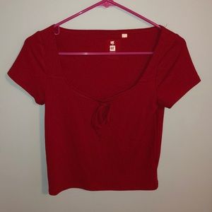 Red Tie Front Top
